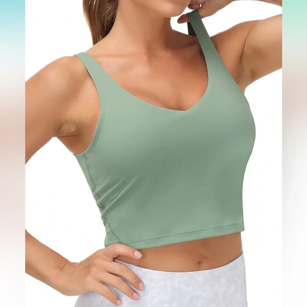 TGP Longline Wirefree Padded Sports Bra with Medium Support in Jasmine Green - Picture 2 of 9
